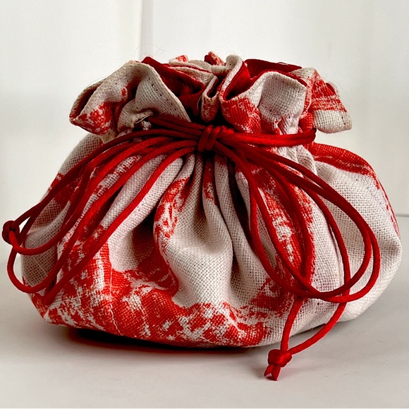 Handmade Japanese Style Satin Lined 8 Compartment Drawstring Purse/Jewelry Bag - Picture 14 of 14